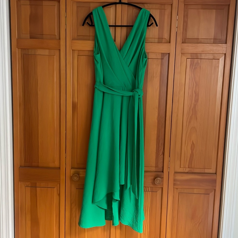 Green High-Low Wrap Dress by DKNY
